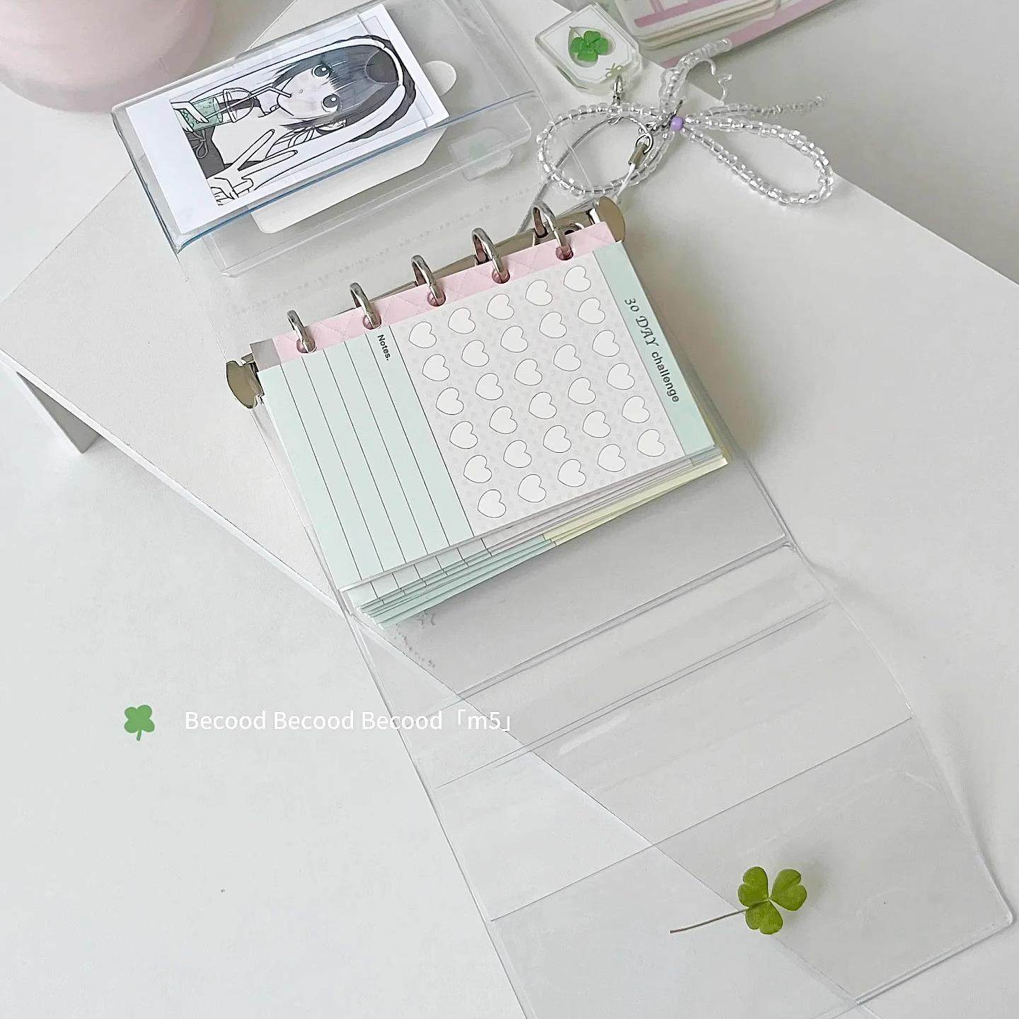 ins风纯色透明m5活页手账本高颜值简约随身日程记事本清新日记本,淘宝优惠券,粉丝福利购,淘宝优惠卷