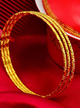 越南沙金手镯女正品 真假黄金光面首饰泰国三生三世久不掉色