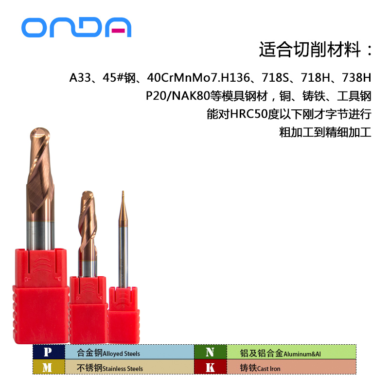 钨钢球头铣刀HRC60度铣刀 钢件数控硬质合金球刀加长R0.5*D12涂层 - 图1