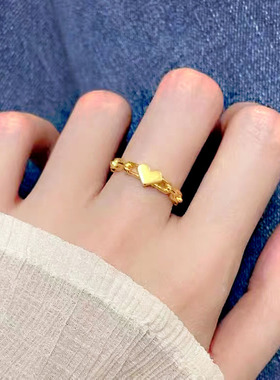 爱心戒指金包银活口可调小桃心几何链条送520情人节女生礼物