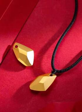 许愿石吊坠新款百搭坠子金包银项坠情侣挂坠礼物男女同款