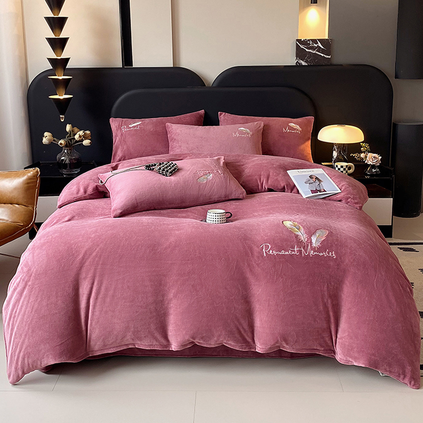 秋冬纯色轻奢刺绣加厚保暖牛奶绒被套单件双面法兰珊瑚绒加绒被罩,淘宝优惠券,粉丝福利购,淘宝优惠卷