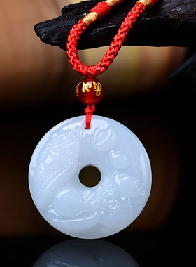 祥安灵阁蟾来献瑞吊坠和田玉属猪2026年吉祥物男女生肖猪佩戴挂件