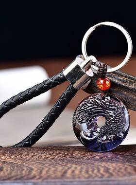 紫水晶朱雀麒麟火凤凰八卦风水五行缺火缺木补火补土双补吊坠饰品