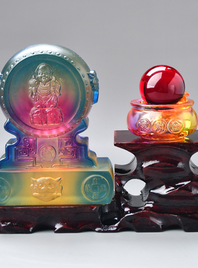 淘运灵阁2026年玲珑财宝乾坤仪琉璃摆件马年客厅玄关办公吉祥摆设