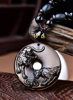 祥安灵阁犬来显达吊坠属兔2026年黑曜石吉祥物男女生肖兔佩戴挂件