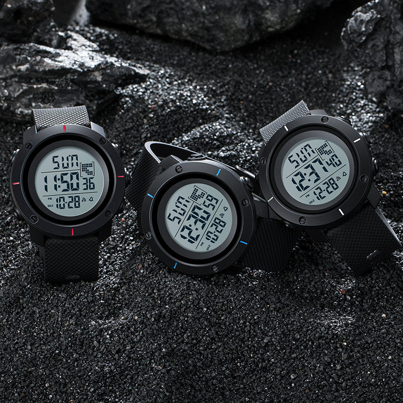 时刻美大表盘电子表时尚潮流闹钟 skmei博之轮国产腕表