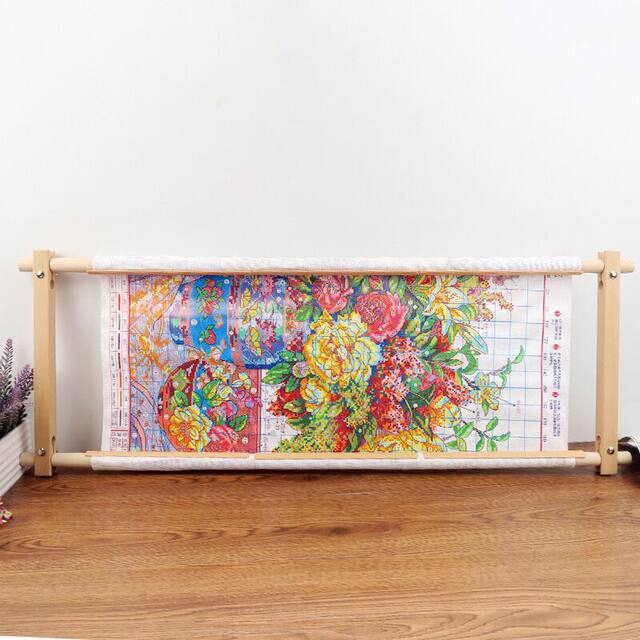 Spring cross stitch embroidery stand for small embroidery studio