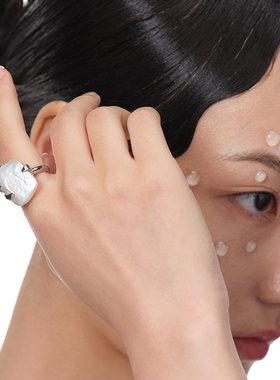 PEARLONA小众设计方珍盘石戒指