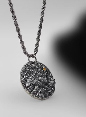 WHYBLUE 小众设计个性星月山河项链男潮痞帅设计感小众高级感潮牌