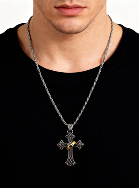 十字架项链复古辣妹毛衣链长款