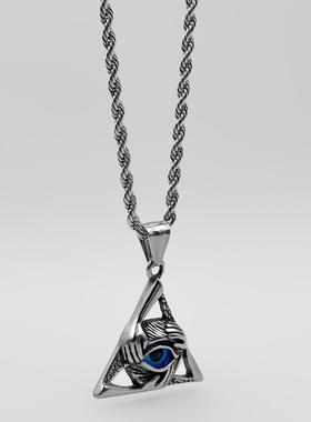 WHYBLUE钛钢恶魔三角眼项链男潮
