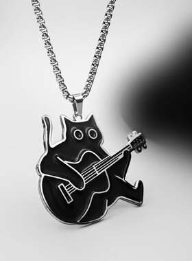 WHYBLUE原创弹吉他黑猫项链