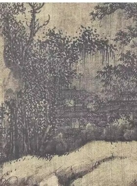 名画高清复制五代巨然溪山兰若图国画山水画艺术微喷字画装饰画
