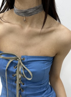 甜酷少女海星吊坠纱带choker