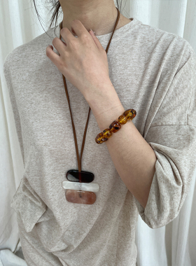 豹纹亚克力串珠弹力手镯