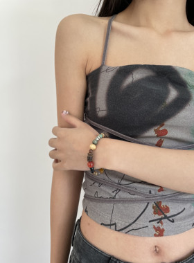 新中式撞色彩色串珠弹力手链