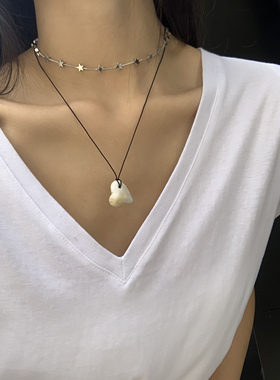 银色钛钢满天星项链设计冷淡ins