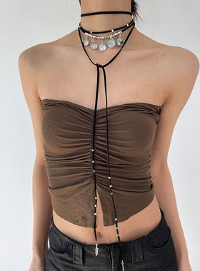 波西米亚风多层绑带choker