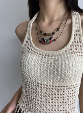 复古西米亚多层串珠毛衣链