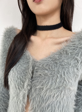 纯欲风多巴胺简约毛绒项圈