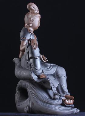 水月观音禅意风玄关会所陶瓷佛像