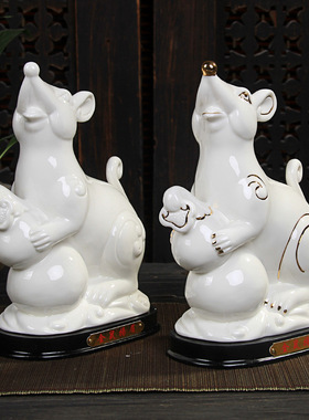 陶瓷十二生肖红色龙蛇风水装饰品