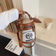 Retro letter print women's bucket bag crossbody handbag