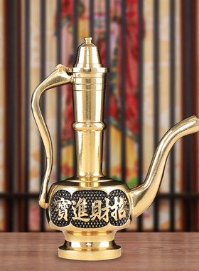 佛前观音纯铜财神爷供杯