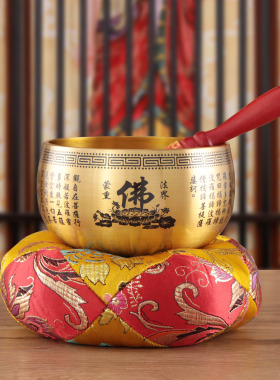 金佛堂黄铜中式佛堂加厚铜磬摆件