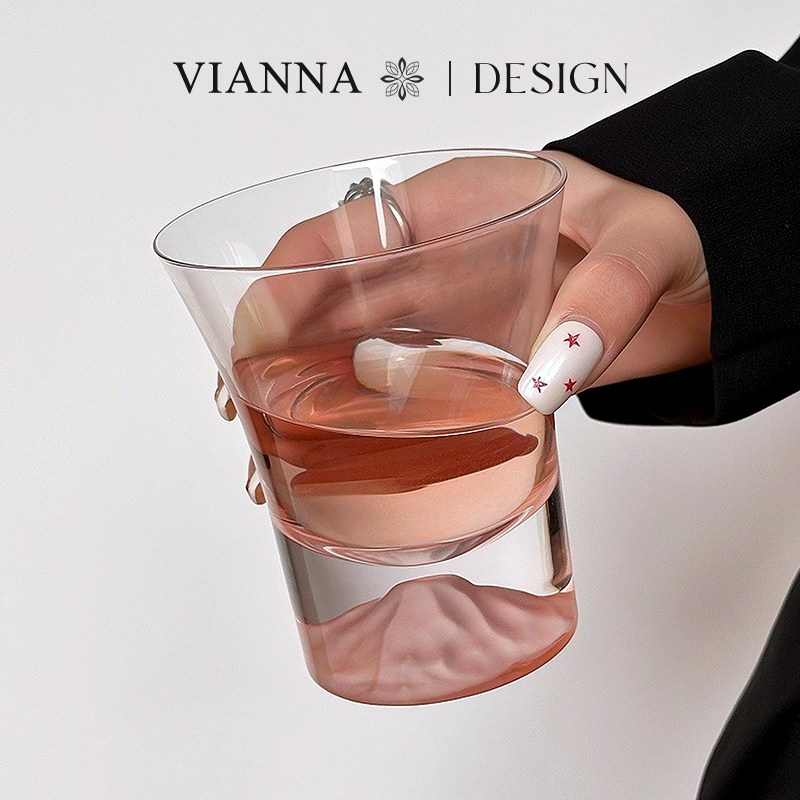 VIANNA丨粉怡·DYHS小众设计感玻璃杯粉色观山杯威士忌杯喝水杯子,淘宝优惠券,粉丝福利购,淘宝优惠卷