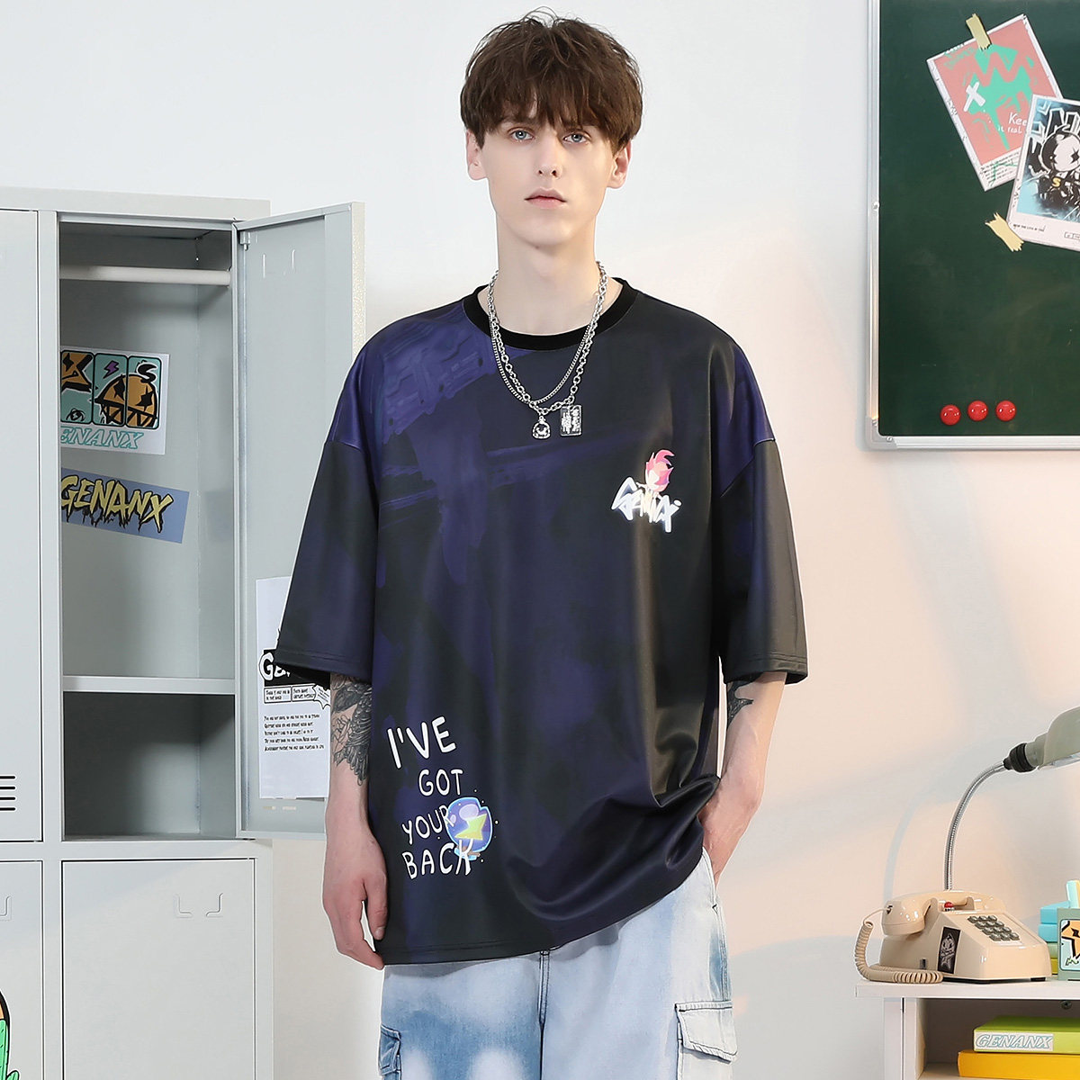genanx闪电潮牌短袖男生赛博夏t恤 genanxT恤