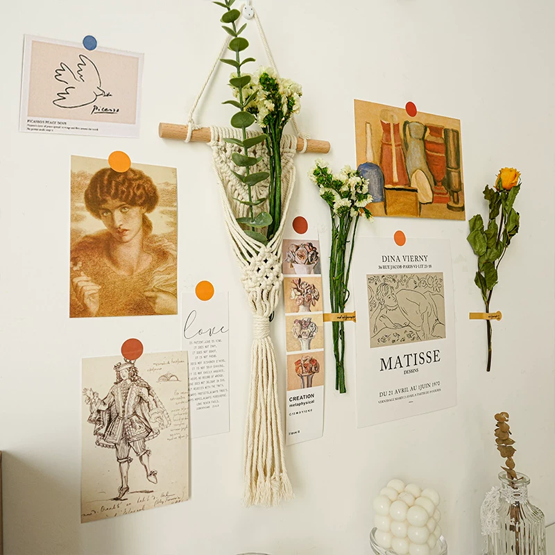 Набор для настенного тюля с сухими цветамиIns? dry flower card tapestry kit bedroom living room wall decoration background wall hanging decoration bedside three -dimensional wall hanging