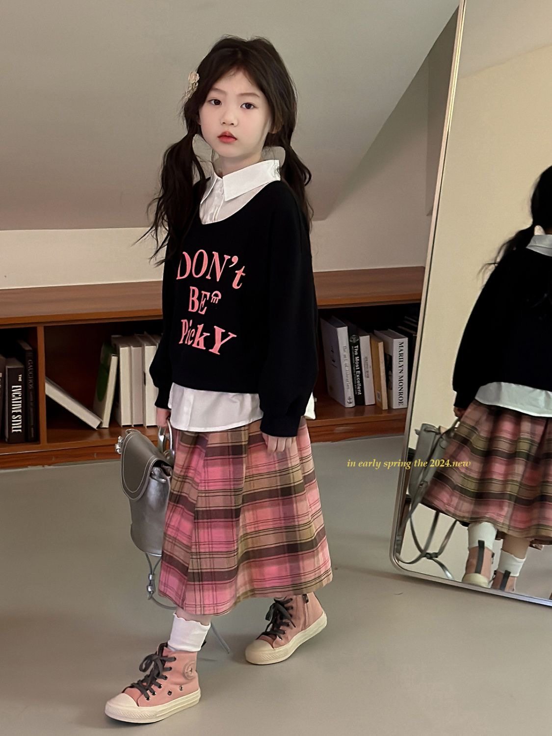 女童半身裙2026春夏新款儿童洋气时髦百搭裙子宝宝粉格子半身裙潮,淘宝优惠券,粉丝福利购,淘宝优惠卷