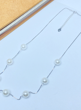 S925纯银七贝珠珍珠项链简约