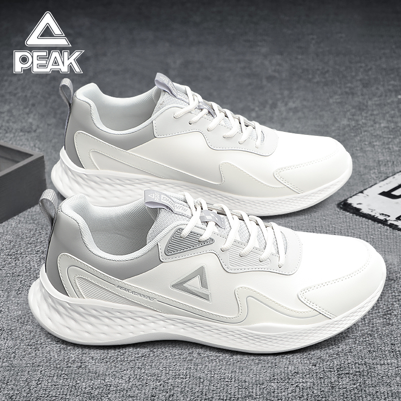 匹克男鞋运动鞋2025冬季新款白色皮面防水减震软底耐磨爸爸慢跑鞋 - 图3