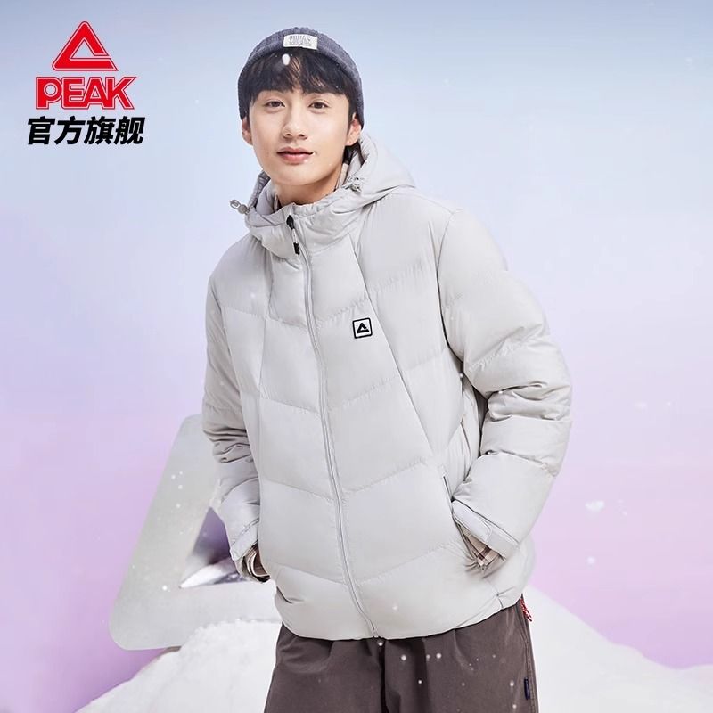 匹克官方正品2025冬季新款加厚连帽加绒羽绒服男款保暖耐磨外套男