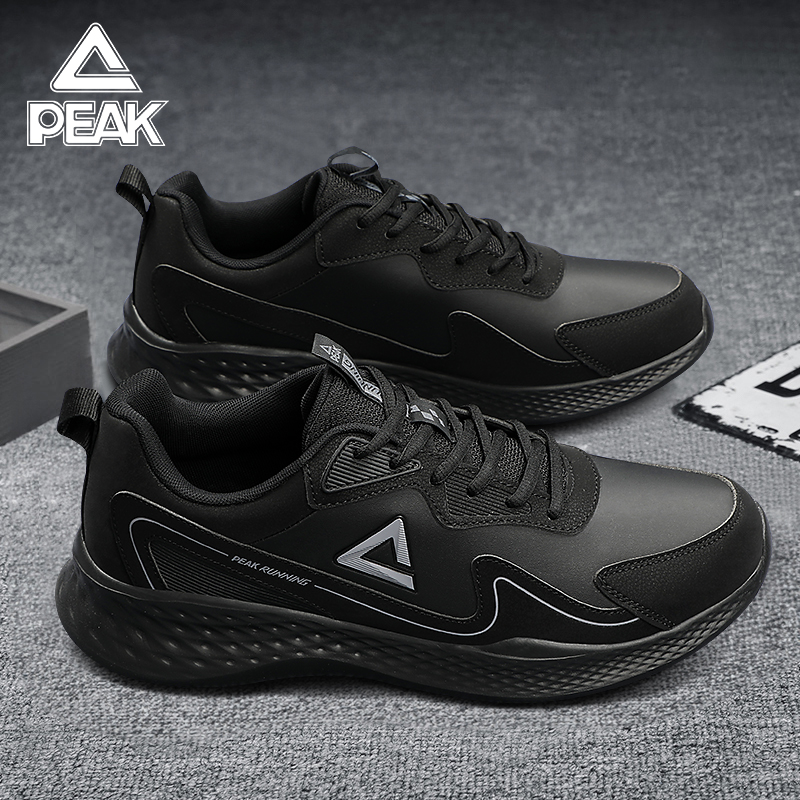 匹克男鞋运动鞋2025冬季新款白色皮面防水减震软底耐磨爸爸慢跑鞋 - 图2