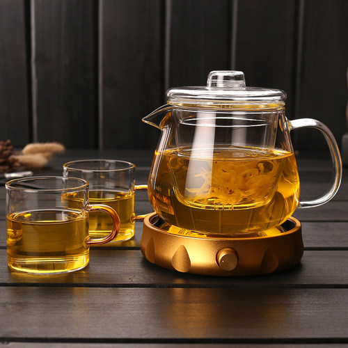 加厚耐热玻璃茶具套装三件式花茶壶带过滤花草功夫茶具水具花茶杯 - 图2