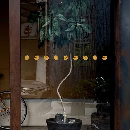 咖啡豆简约玻璃门防撞腰线贴纸 咖啡店办公室休息区玻璃橱窗贴纸 - 图1