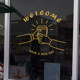 Welcome to business hours milk tea coffee shop glass stickers beverage shop door window creative anti-collision decorative stickers