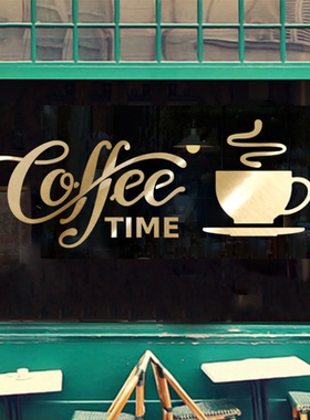 coffe英文杯子标识墙贴纸
