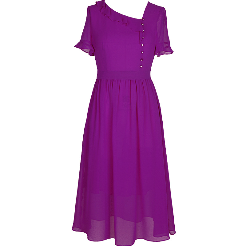 2023链接年款修身原装衬衫精品蕾丝单件年长裙紫色嘉瓦娜感连衣裙