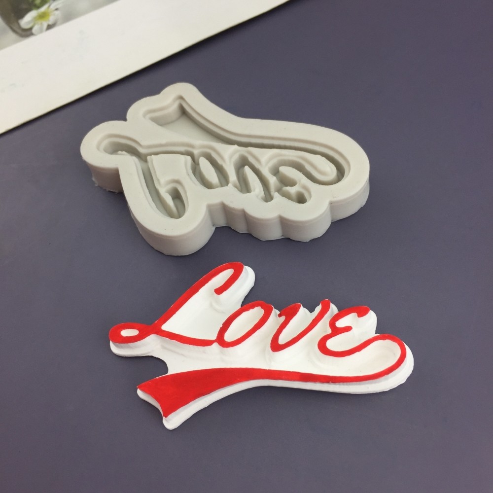 时尚LOVE小字七夕情人节巧克力翻糖蛋糕模具甜点装饰硅胶捏捏模具