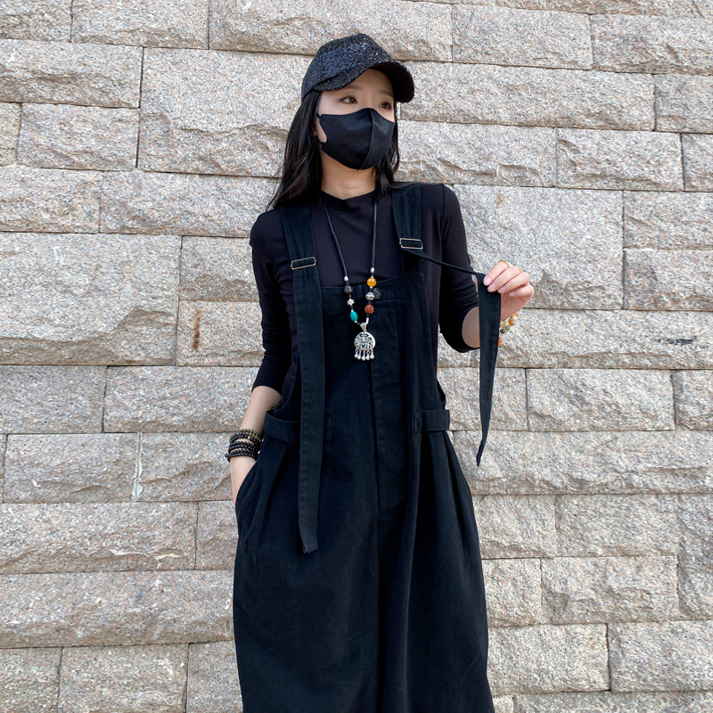 秋冬季新款大码女装胖mm工装背带裤休闲复古宽松显瘦吊带裤子女,淘宝优惠券,粉丝福利购,淘宝优惠卷