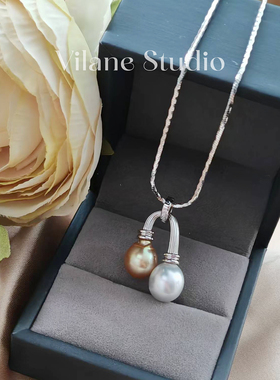 海水澳白金珠水滴纯银万能扣吊坠浓金炫彩金彩虹金茶金