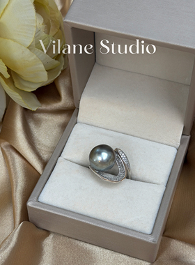 天然海水大溪地大点位12-13纯银流线型设计款开口戒指12.42近正圆