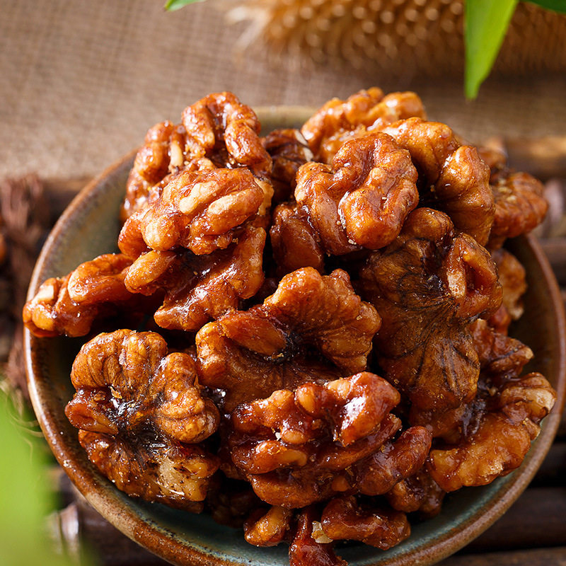 琥珀核桃仁125g*4袋焦糖味坚果干果仁小包散装零食蜂蜜味小吃特产_虎窝淘
