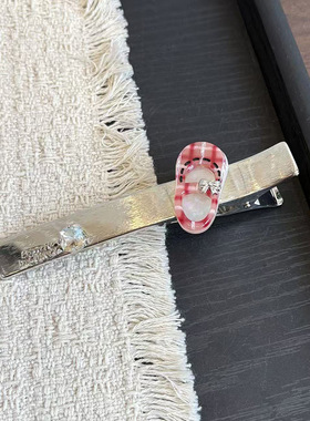 新款卡通可爱拖鞋银色发夹甜美少女心盘发发卡百搭学生发饰