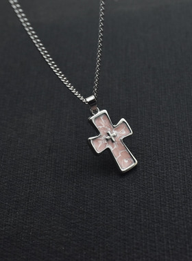 男女色彩十字架吊坠项链